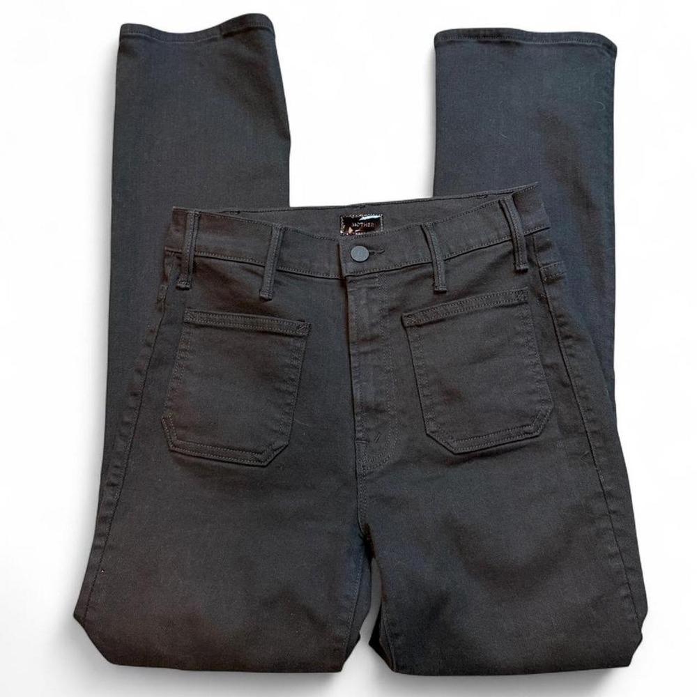 MOTHER Black The Hustler Patch Pocket High Waist Ankle Jeans Size 27